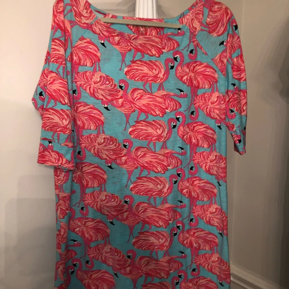 Lilly Pulitzer flamingo dress cotton size large